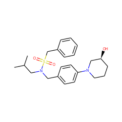 CC(C)CN(Cc1ccc(N2CCC[C@H](O)C2)cc1)S(=O)(=O)Cc1ccccc1 ZINC000224290842