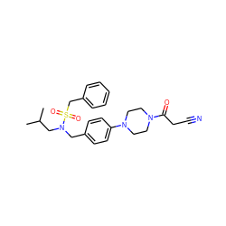 CC(C)CN(Cc1ccc(N2CCN(C(=O)CC#N)CC2)cc1)S(=O)(=O)Cc1ccccc1 ZINC000147266460