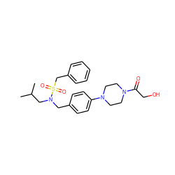 CC(C)CN(Cc1ccc(N2CCN(C(=O)CO)CC2)cc1)S(=O)(=O)Cc1ccccc1 ZINC000147236469