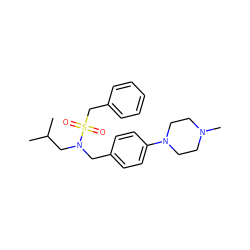 CC(C)CN(Cc1ccc(N2CCN(C)CC2)cc1)S(=O)(=O)Cc1ccccc1 ZINC000224289811