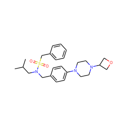 CC(C)CN(Cc1ccc(N2CCN(C3COC3)CC2)cc1)S(=O)(=O)Cc1ccccc1 ZINC000147270253