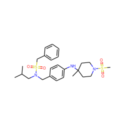 CC(C)CN(Cc1ccc(NC2(C)CCN(S(C)(=O)=O)CC2)cc1)S(=O)(=O)Cc1ccccc1 ZINC000147269092