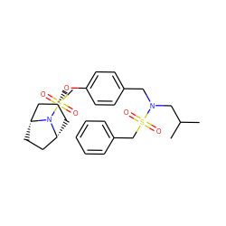 CC(C)CN(Cc1ccc(O[C@@H]2C[C@@H]3CC[C@H](C2)N3S(C)(=O)=O)cc1)S(=O)(=O)Cc1ccccc1 ZINC000147287301