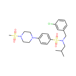 CC(C)CN(Cc1cccc(Cl)c1)S(=O)(=O)c1ccc(N2CCN(S(C)(=O)=O)CC2)cc1 ZINC000145524193