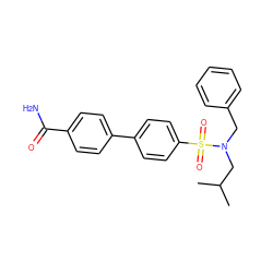 CC(C)CN(Cc1ccccc1)S(=O)(=O)c1ccc(-c2ccc(C(N)=O)cc2)cc1 ZINC000145234246