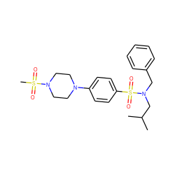 CC(C)CN(Cc1ccccc1)S(=O)(=O)c1ccc(N2CCN(S(C)(=O)=O)CC2)cc1 ZINC000145533168