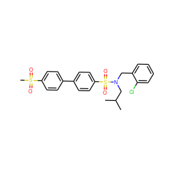 CC(C)CN(Cc1ccccc1Cl)S(=O)(=O)c1ccc(-c2ccc(S(C)(=O)=O)cc2)cc1 ZINC000147444783