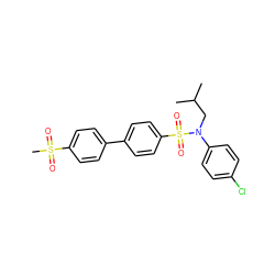 CC(C)CN(c1ccc(Cl)cc1)S(=O)(=O)c1ccc(-c2ccc(S(C)(=O)=O)cc2)cc1 ZINC000147444997