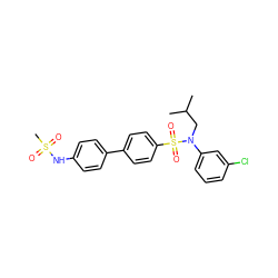 CC(C)CN(c1cccc(Cl)c1)S(=O)(=O)c1ccc(-c2ccc(NS(C)(=O)=O)cc2)cc1 ZINC000147448178