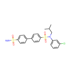 CC(C)CN(c1cccc(Cl)c1)S(=O)(=O)c1ccc(-c2ccc(S(N)(=O)=O)cc2)cc1 ZINC000147446961
