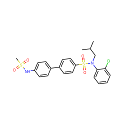 CC(C)CN(c1ccccc1Cl)S(=O)(=O)c1ccc(-c2ccc(NS(C)(=O)=O)cc2)cc1 ZINC000147446212