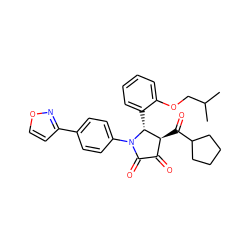 CC(C)COc1ccccc1[C@@H]1[C@@H](C(=O)C2CCCC2)C(=O)C(=O)N1c1ccc(-c2ccon2)cc1 ZINC000169696465