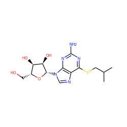 CC(C)CSc1nc(N)nc2c1ncn2[C@@H]1O[C@H](CO)[C@@H](O)[C@H]1O ZINC000029059118