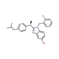 CC(C)Cc1ccc([C@@H](C)c2nc3cc(O)ccc3n2Cc2ccccc2Cl)cc1 ZINC000084714174