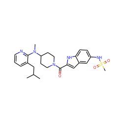 CC(C)Cc1cccnc1N(C)C1CCN(C(=O)c2cc3cc(NS(C)(=O)=O)ccc3[nH]2)CC1 ZINC000049888630