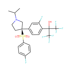 CC(C)N1CC[C@](c2ccc(C(O)(C(F)(F)F)C(F)(F)F)c(F)c2)(S(=O)(=O)c2ccc(F)cc2)C1 ZINC001772593207