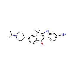 CC(C)N1CCC(c2ccc3c(c2)C(C)(C)c2[nH]c4cc(C#N)ccc4c2C3=O)CC1 ZINC000114800359