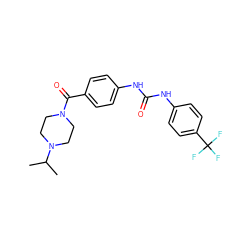 CC(C)N1CCN(C(=O)c2ccc(NC(=O)Nc3ccc(C(F)(F)F)cc3)cc2)CC1 ZINC000043193893