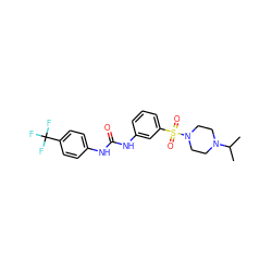 CC(C)N1CCN(S(=O)(=O)c2cccc(NC(=O)Nc3ccc(C(F)(F)F)cc3)c2)CC1 ZINC000049068600