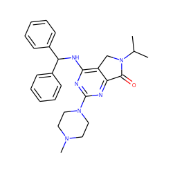 CC(C)N1Cc2c(NC(c3ccccc3)c3ccccc3)nc(N3CCN(C)CC3)nc2C1=O ZINC000084634511
