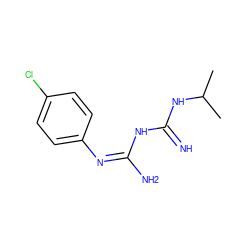 CC(C)NC(=N)N/C(N)=N\c1ccc(Cl)cc1 ZINC000095452610