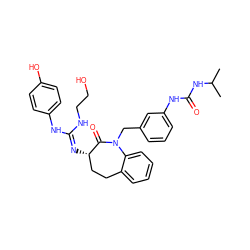 CC(C)NC(=O)Nc1cccc(CN2C(=O)[C@@H](/N=C(\NCCO)Nc3ccc(O)cc3)CCc3ccccc32)c1 ZINC000026576319