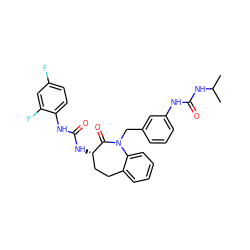 CC(C)NC(=O)Nc1cccc(CN2C(=O)[C@@H](NC(=O)Nc3ccc(F)cc3F)CCc3ccccc32)c1 ZINC000013798917