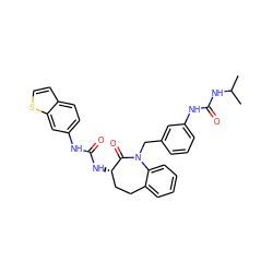 CC(C)NC(=O)Nc1cccc(CN2C(=O)[C@@H](NC(=O)Nc3ccc4ccsc4c3)CCc3ccccc32)c1 ZINC000001488944