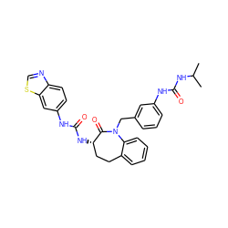 CC(C)NC(=O)Nc1cccc(CN2C(=O)[C@@H](NC(=O)Nc3ccc4ncsc4c3)CCc3ccccc32)c1 ZINC000001488941