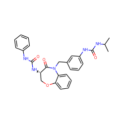 CC(C)NC(=O)Nc1cccc(CN2C(=O)[C@@H](NC(=O)Nc3ccccc3)COc3ccccc32)c1 ZINC000013798958