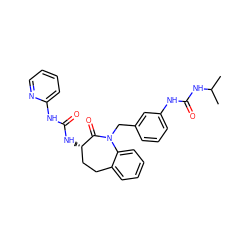 CC(C)NC(=O)Nc1cccc(CN2C(=O)[C@@H](NC(=O)Nc3ccccn3)CCc3ccccc32)c1 ZINC000013798812