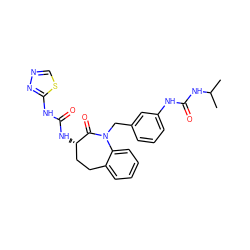 CC(C)NC(=O)Nc1cccc(CN2C(=O)[C@@H](NC(=O)Nc3nncs3)CCc3ccccc32)c1 ZINC000013798825
