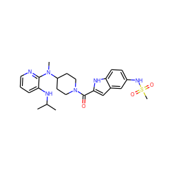 CC(C)Nc1cccnc1N(C)C1CCN(C(=O)c2cc3cc(NS(C)(=O)=O)ccc3[nH]2)CC1 ZINC000013758737