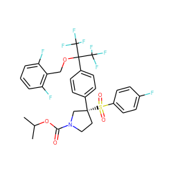 CC(C)OC(=O)N1CC[C@@](c2ccc(C(OCc3c(F)cccc3F)(C(F)(F)F)C(F)(F)F)cc2)(S(=O)(=O)c2ccc(F)cc2)C1 ZINC001772600859