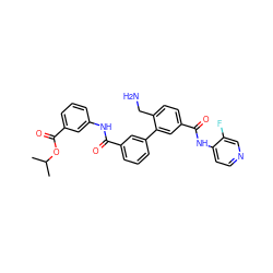 CC(C)OC(=O)c1cccc(NC(=O)c2cccc(-c3cc(C(=O)Nc4ccncc4F)ccc3CN)c2)c1 ZINC000299863099