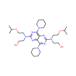 CC(C)OCCN(CCO)c1nc(N2CCCCC2)c2nc(N(CCO)CCOC(C)C)nc(N3CCCCC3)c2n1 ZINC000028710709