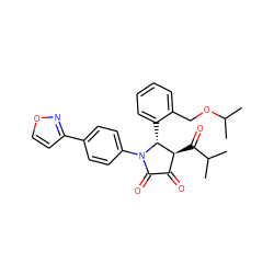 CC(C)OCc1ccccc1[C@@H]1[C@@H](C(=O)C(C)C)C(=O)C(=O)N1c1ccc(-c2ccon2)cc1 ZINC000169696559
