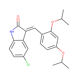 CC(C)Oc1ccc(/C=C2/C(=O)Nc3ccc(Cl)cc32)c(OC(C)C)c1 ZINC000169346118