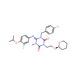 CC(C)Oc1ccc(/N=c2\n(C)c(=O)n(CCO[C@@H]3CCCCO3)c(=O)n2Cc2ccc(Cl)cc2)cc1F ZINC000200521125