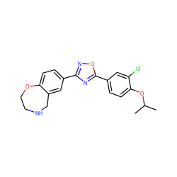 CC(C)Oc1ccc(-c2nc(-c3ccc4c(c3)CNCCO4)no2)cc1Cl ZINC000140000092