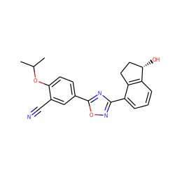 CC(C)Oc1ccc(-c2nc(-c3cccc4c3CC[C@@H]4O)no2)cc1C#N ZINC000117381984