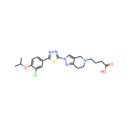 CC(C)Oc1ccc(-c2nnc(-n3cc4c(n3)CCN(CCCC(=O)O)C4)s2)cc1Cl ZINC000068247801