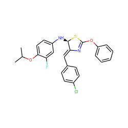CC(C)Oc1ccc(N[C@H]2SC(Oc3ccccc3)=N/C2=C\c2ccc(Cl)cc2)cc1F ZINC000204089979