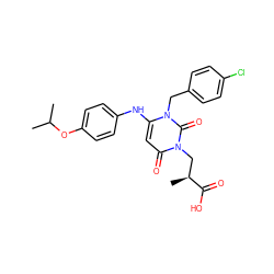 CC(C)Oc1ccc(Nc2cc(=O)n(C[C@H](C)C(=O)O)c(=O)n2Cc2ccc(Cl)cc2)cc1 ZINC000204098012