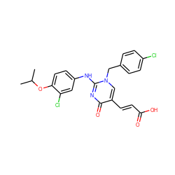 CC(C)Oc1ccc(Nc2nc(=O)c(/C=C/C(=O)O)cn2Cc2ccc(Cl)cc2)cc1Cl ZINC000204097759