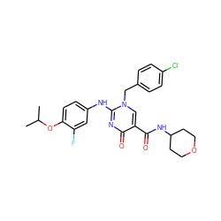 CC(C)Oc1ccc(Nc2nc(=O)c(C(=O)NC3CCOCC3)cn2Cc2ccc(Cl)cc2)cc1F ZINC000204098875