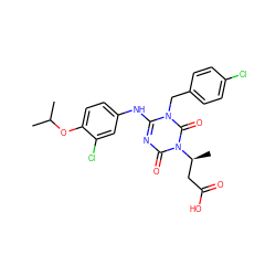 CC(C)Oc1ccc(Nc2nc(=O)n([C@@H](C)CC(=O)O)c(=O)n2Cc2ccc(Cl)cc2)cc1Cl ZINC000200520906