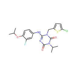 CC(C)Oc1ccc(Nc2nc(=O)n(C(C)C)c(=O)n2Cc2ccc(Cl)s2)cc1F ZINC000200507923