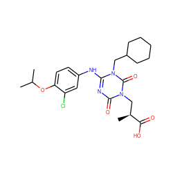 CC(C)Oc1ccc(Nc2nc(=O)n(C[C@H](C)C(=O)O)c(=O)n2CC2CCCCC2)cc1Cl ZINC000200505002