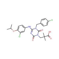 CC(C)Oc1ccc(Nc2nc(=O)n(CC(C)(C)C(=O)O)c(=O)n2Cc2ccc(Cl)cc2)cc1Cl ZINC000200518268